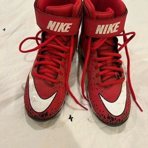 Nike Kids Red and Black High-Top Cleats